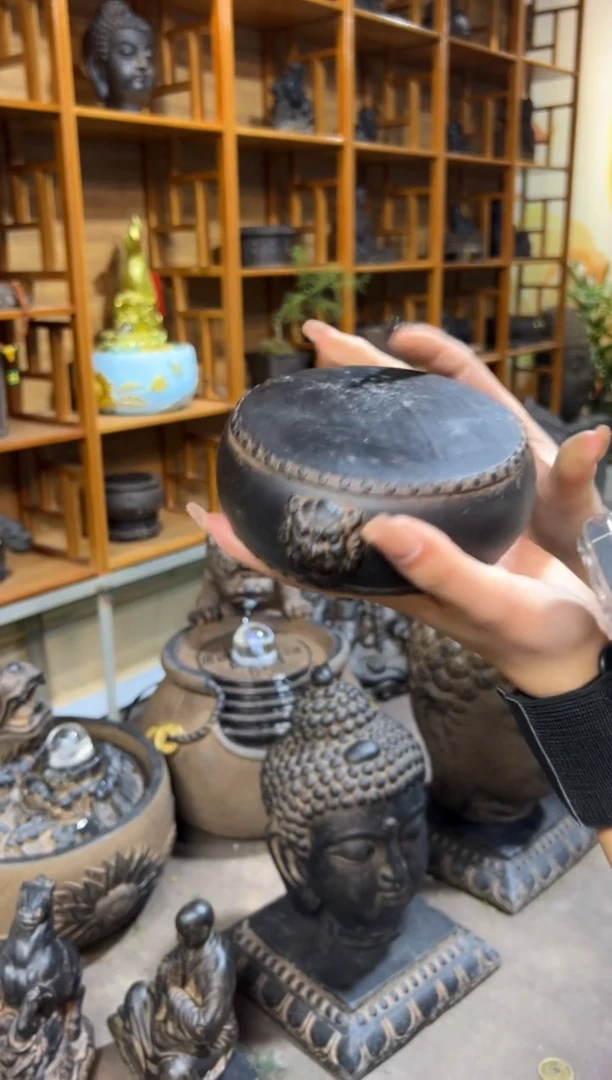 陶土【火山泥】双面兽头鼓（微瑕）