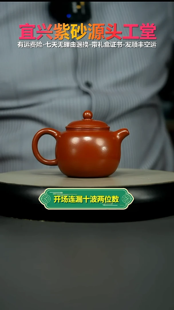 茶壶紫砂朱泥大红袍匏尊200CC