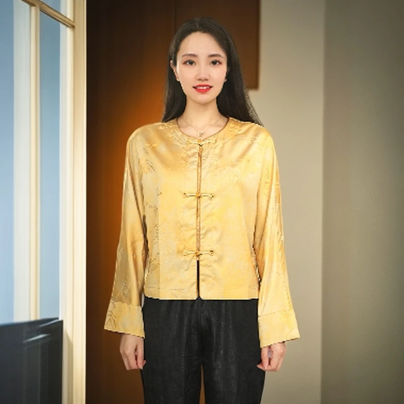 【金枝玉叶】气质中国风时尚上衣长袖女装夏季提花开衫中式外套