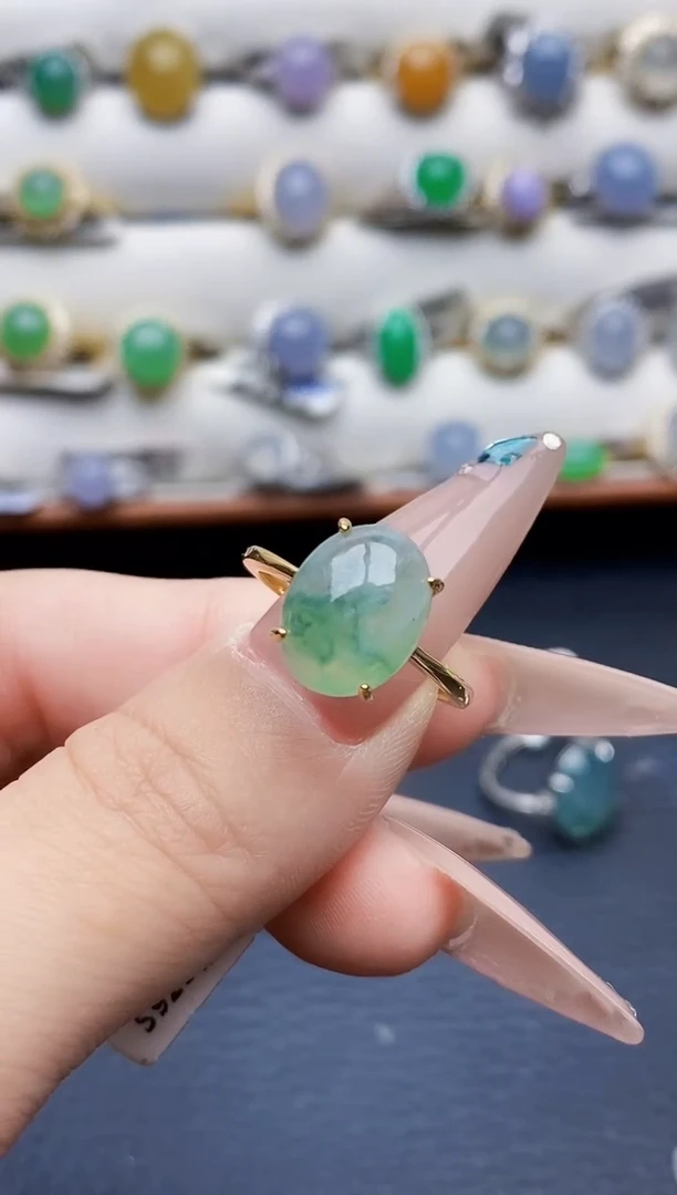 银S925镶嵌戒指翡翠5599