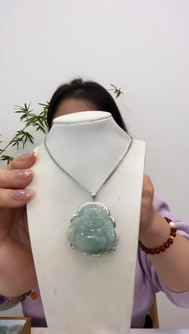 【闪购商品】翡翠吊坠(赠链)银S925镶嵌大佛公