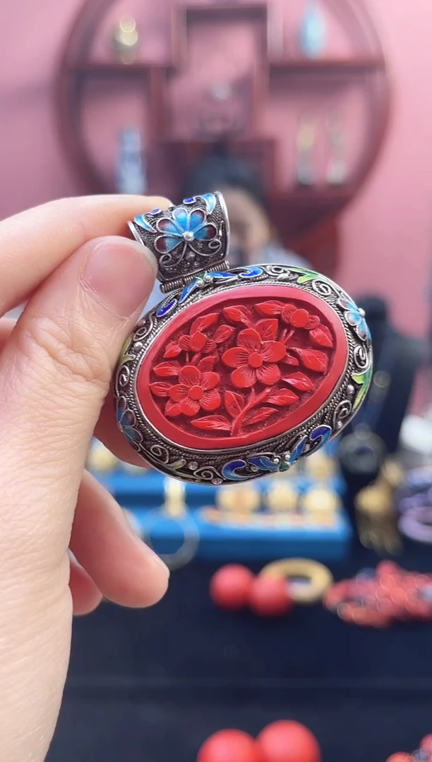 非遗  雕漆花丝镶嵌 吊坠