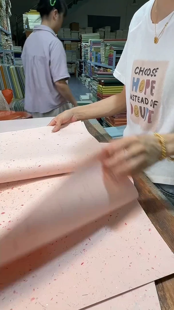 纯手工四尺对开50张满天星桃花笺半生熟