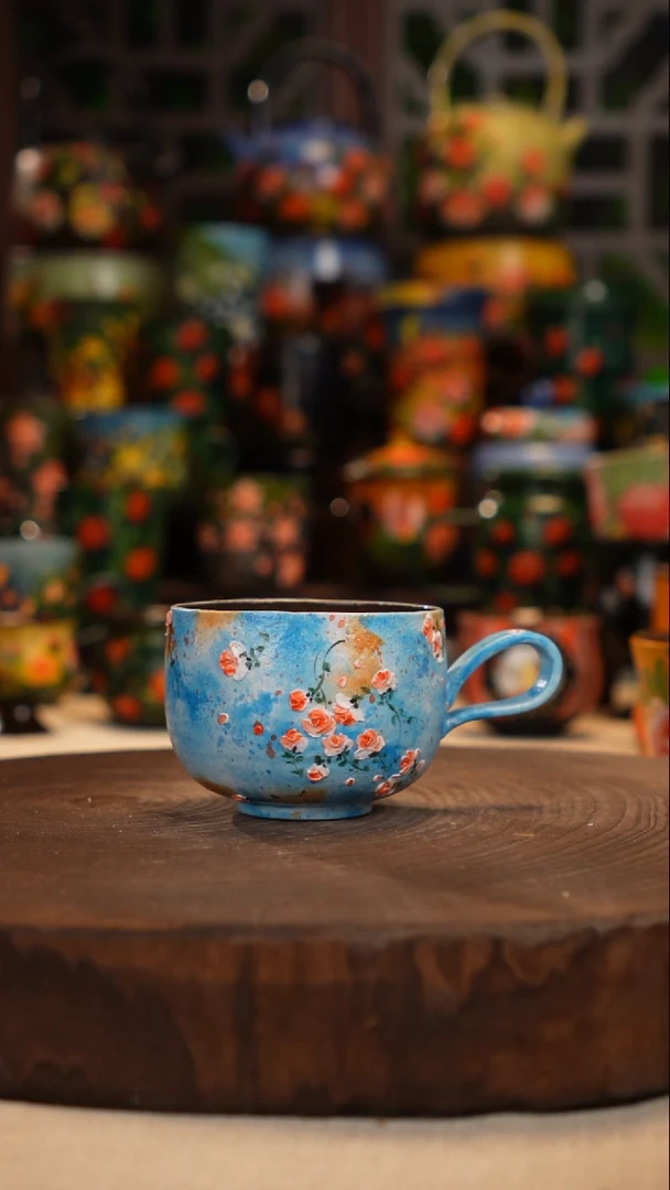 紫砂油画釉下彩手绘