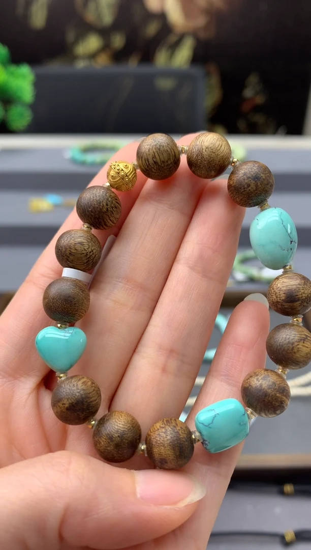 18K金镶嵌绿松石手串乃*W89