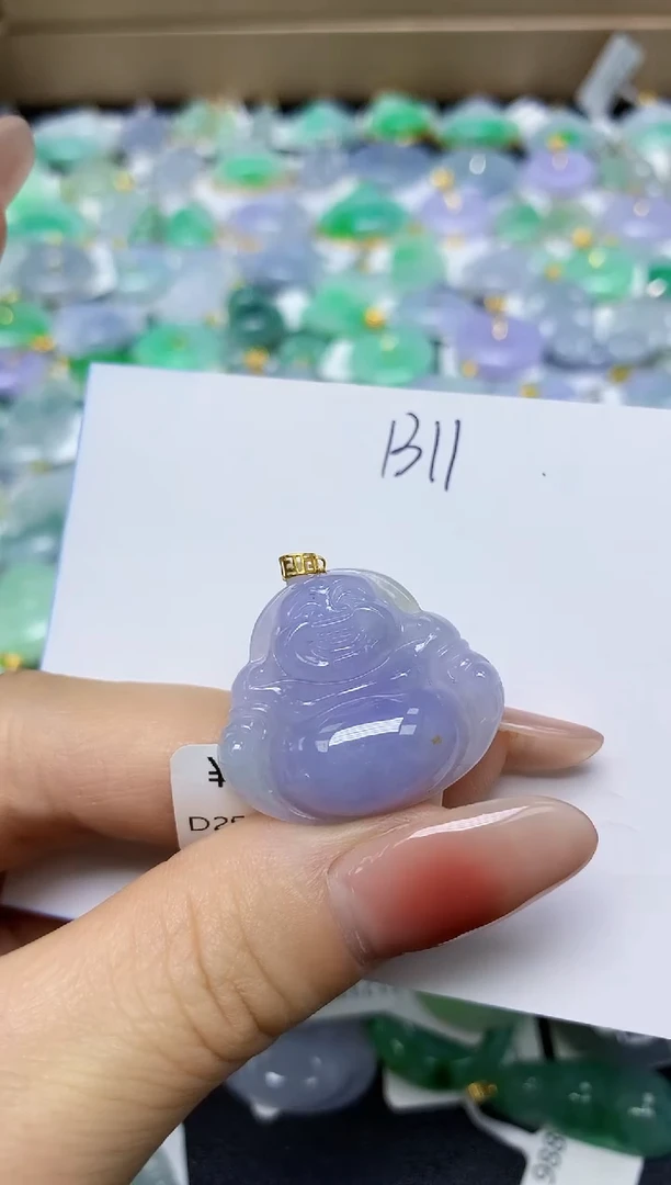 翡翠18K金镶嵌颈饰 天然缅甸翡翠A货