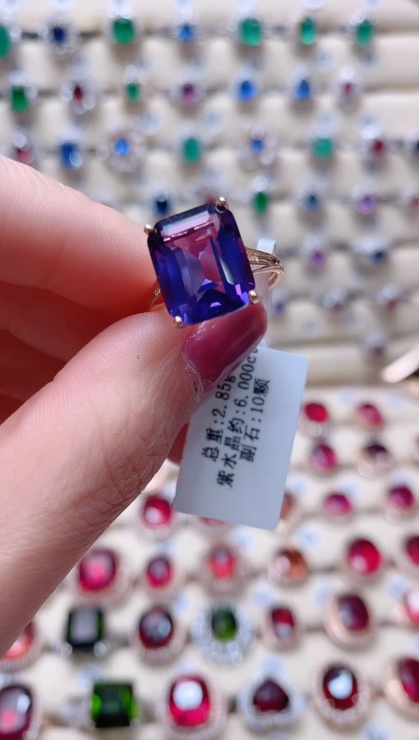 【闪购商品】紫晶18K金戒指18K金镶嵌1
