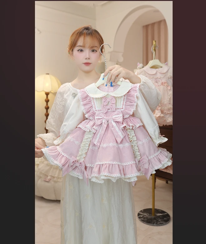 Peachey原创秋冬洋装甜美娃娃领长袖连衣裙洛丽塔小童公主裙