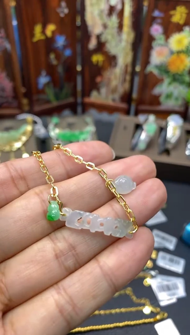 颈饰银S925镶嵌翡翠净货13275