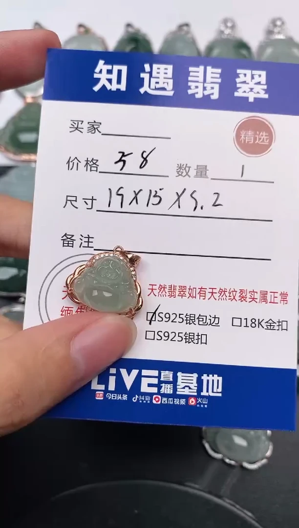 颈饰银S925镶嵌翡翠挂件