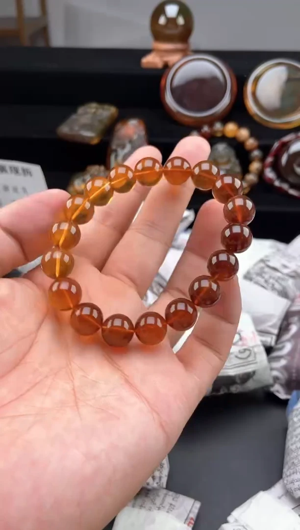 手链琥珀未镶嵌彩虹渐变手串