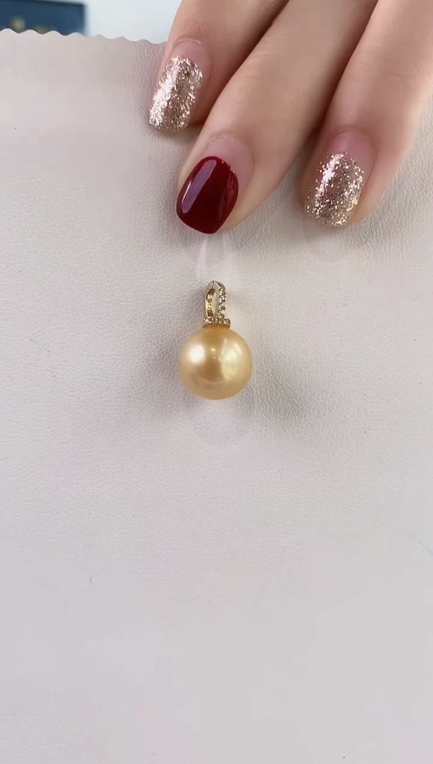 吊坠(不含链)银S925镶嵌海水珍珠12-13南洋金珍珠吊坠