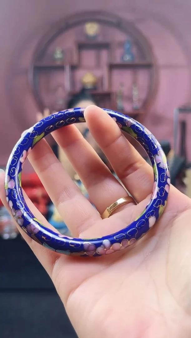 非遗 景泰蓝公主镯 61-65/0.8细版 宝蓝