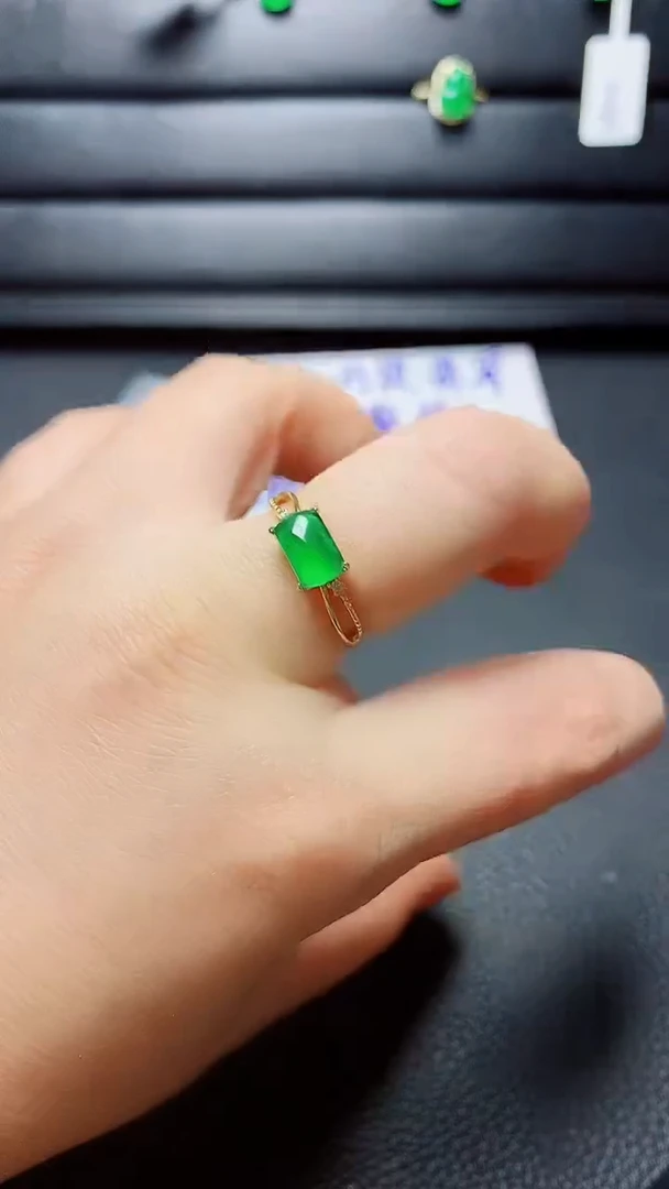 银S925镶嵌戒指翡翠天然翡翠A货s925银镶