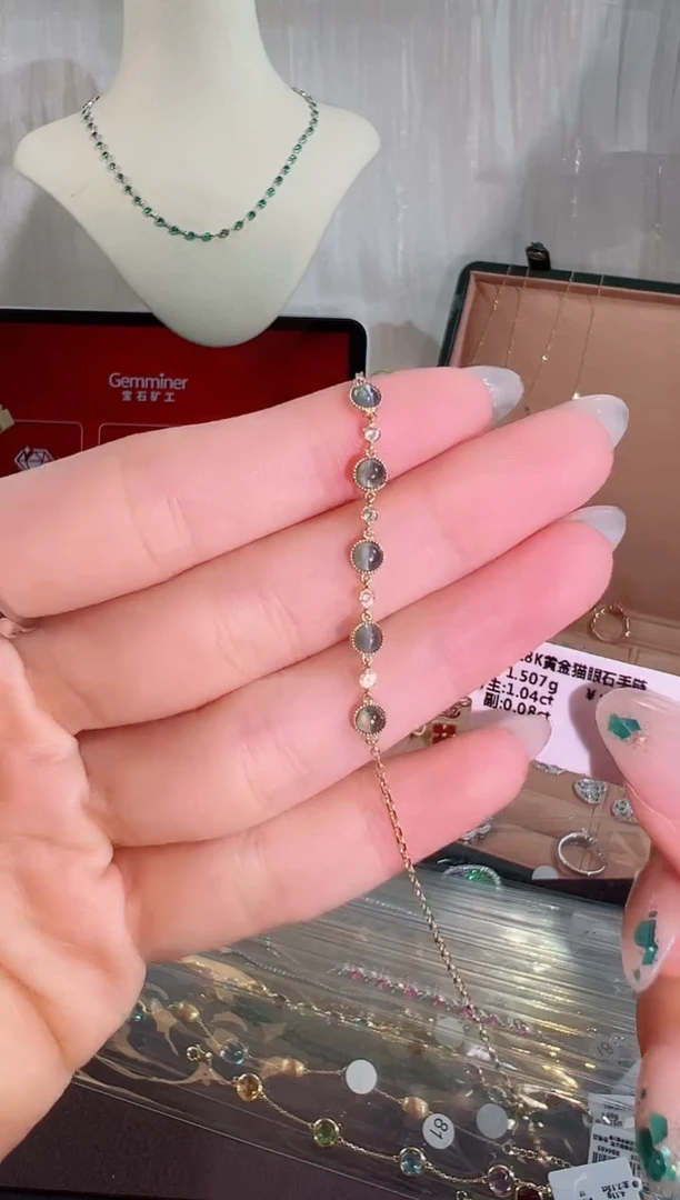 金绿宝石手链18K金镶嵌BB5092#-Y#79