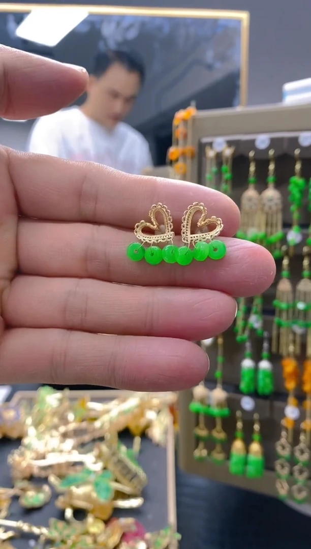 翡翠合金耳饰31翡翠耳钉