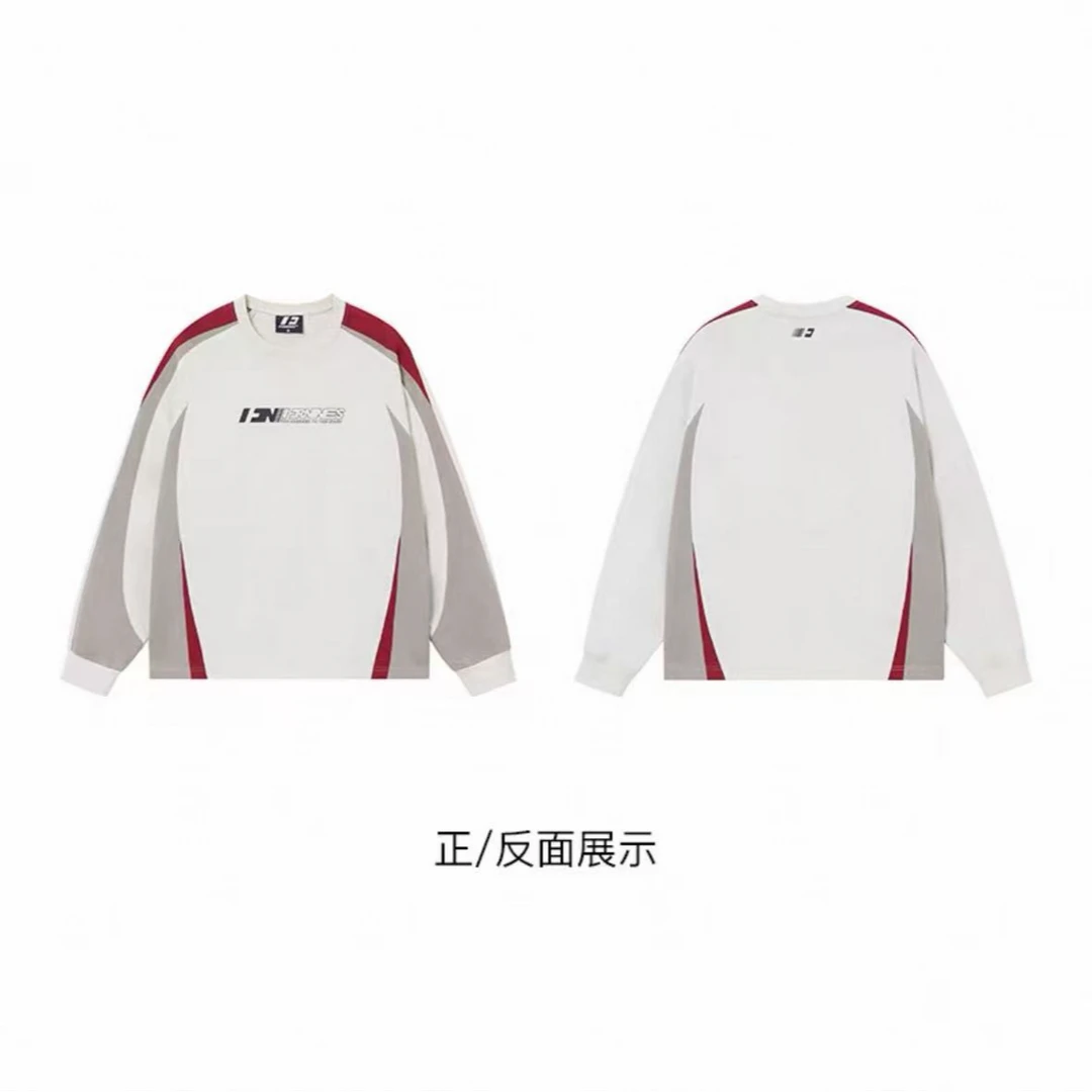 圆领卫衣男生潮牌高街秋季宽松休闲基础拼接情侣套头上衣-324