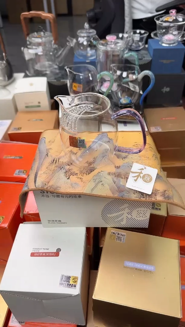@@禾器晶彩泰然月牙款浅紫色+禾器茶巾千里江山
