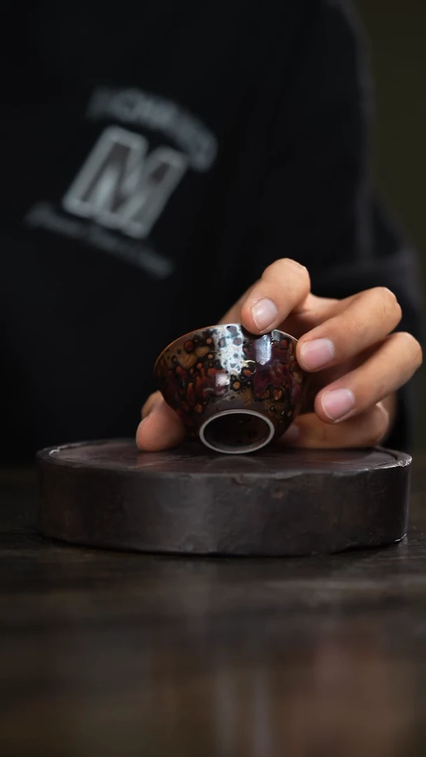 49柴房陶瓷柴烧斑鹿鸡缸杯