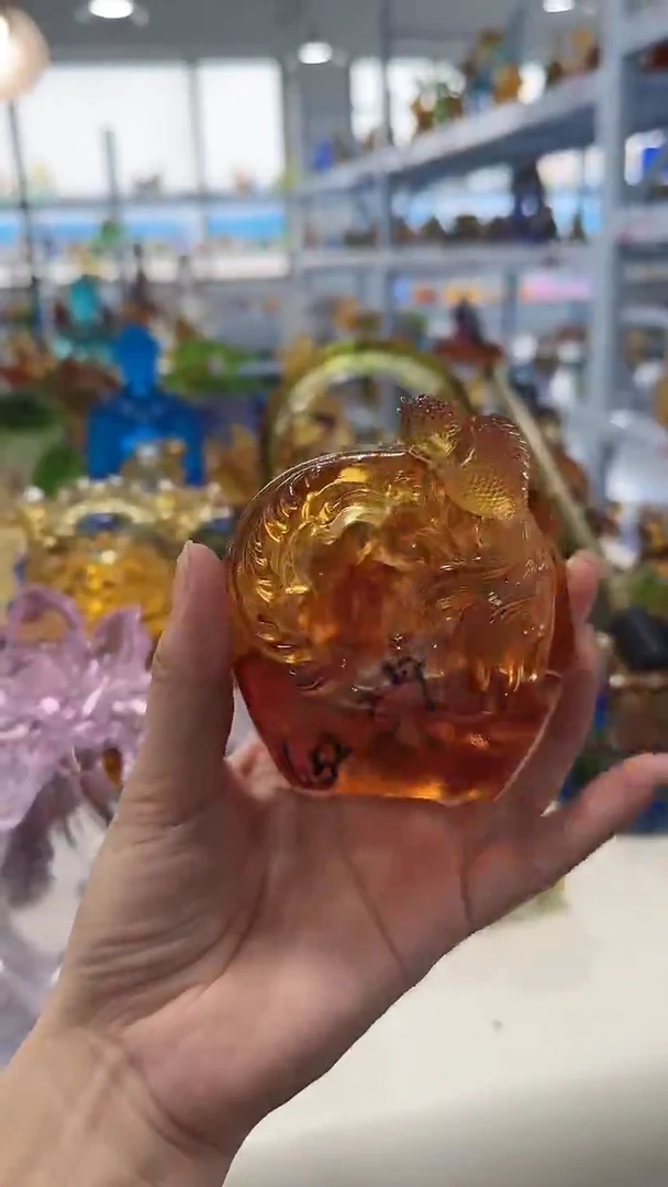 手工艺品琉璃652 双鱼 古法琉璃  微瑕介意勿拍 不退不换