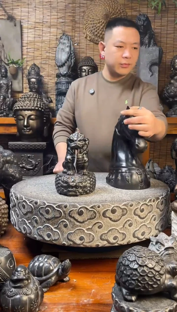 石材倒流香加底座天然青石雕刻