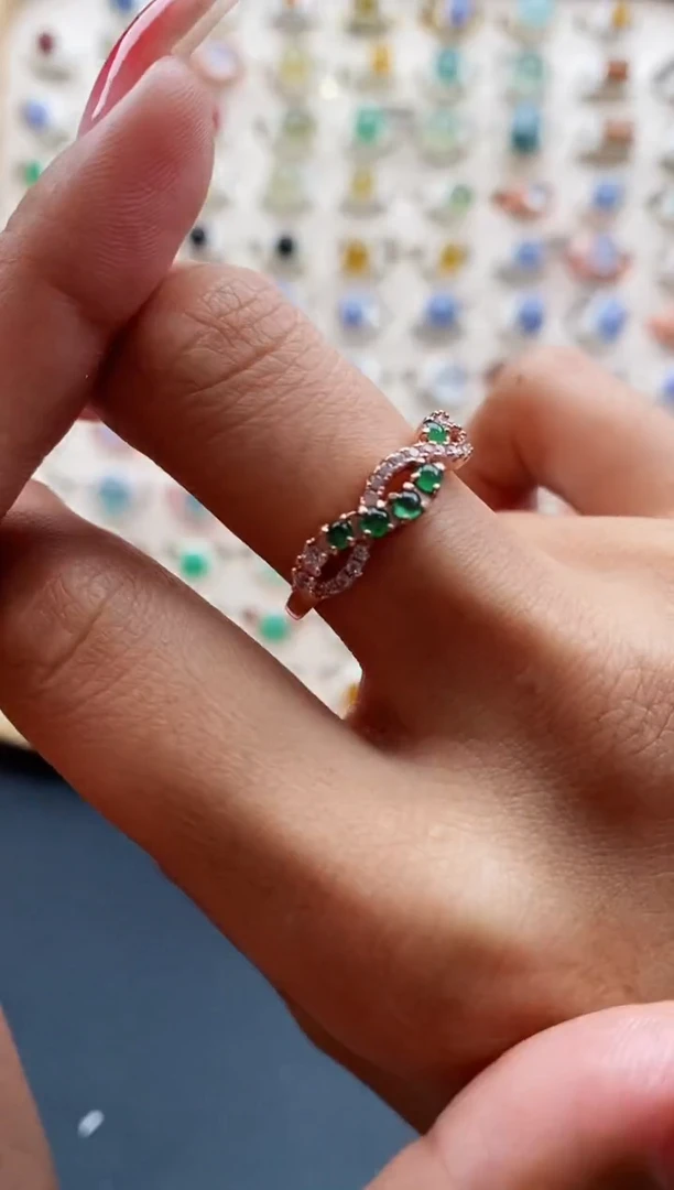 【闪购商品】翡翠戒指银S925镶嵌缅甸天然A货翡翠111 10+1