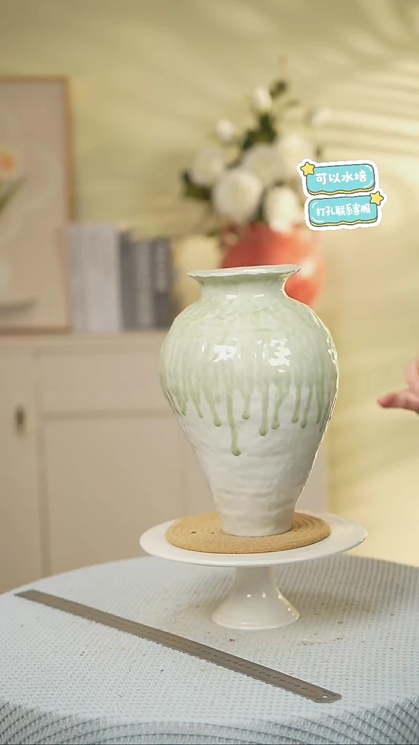 翠雨落白景德镇高端陶瓷花瓶家居水培插花瓶