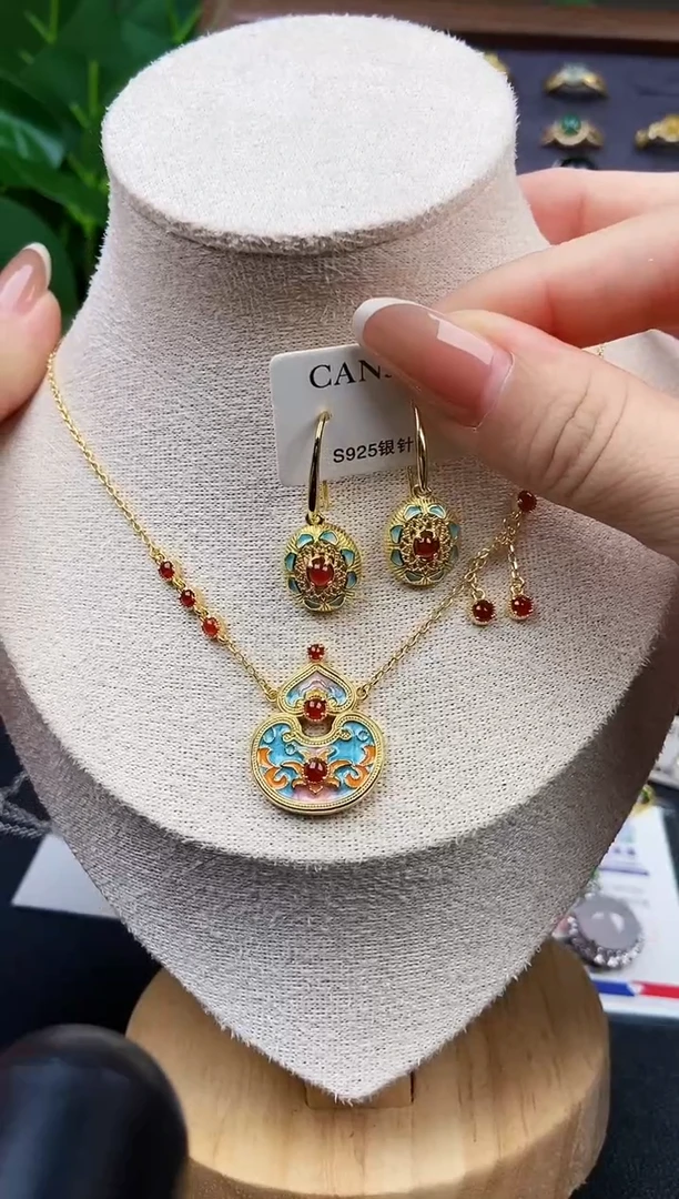 颈饰银S925镶嵌翡翠12