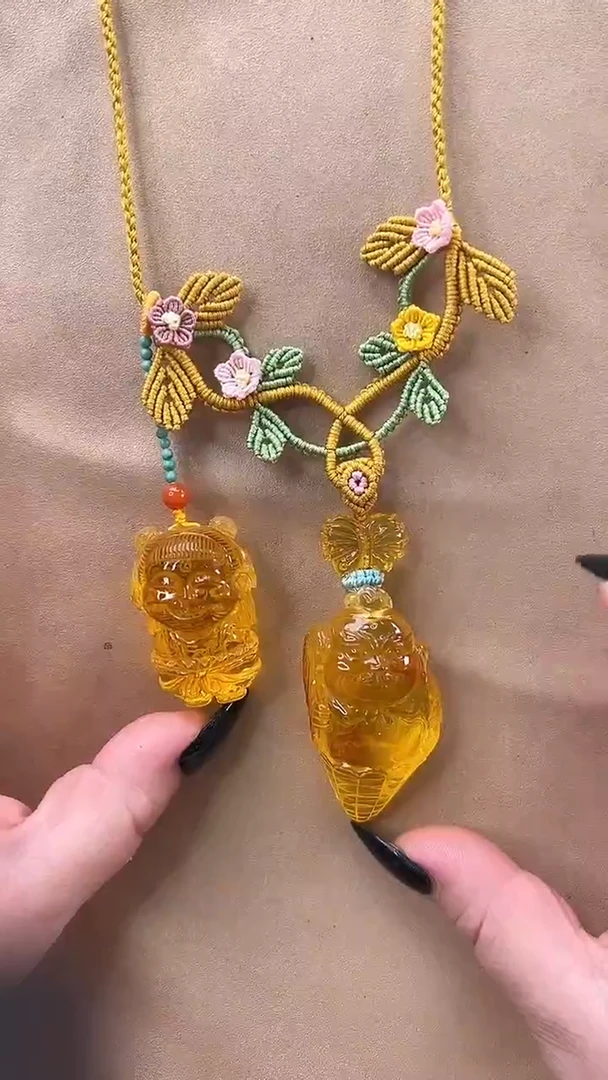 琥珀颈饰未镶嵌吊坠