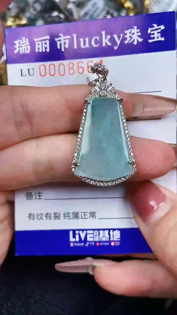 颈饰银S925镶嵌翡翠8664