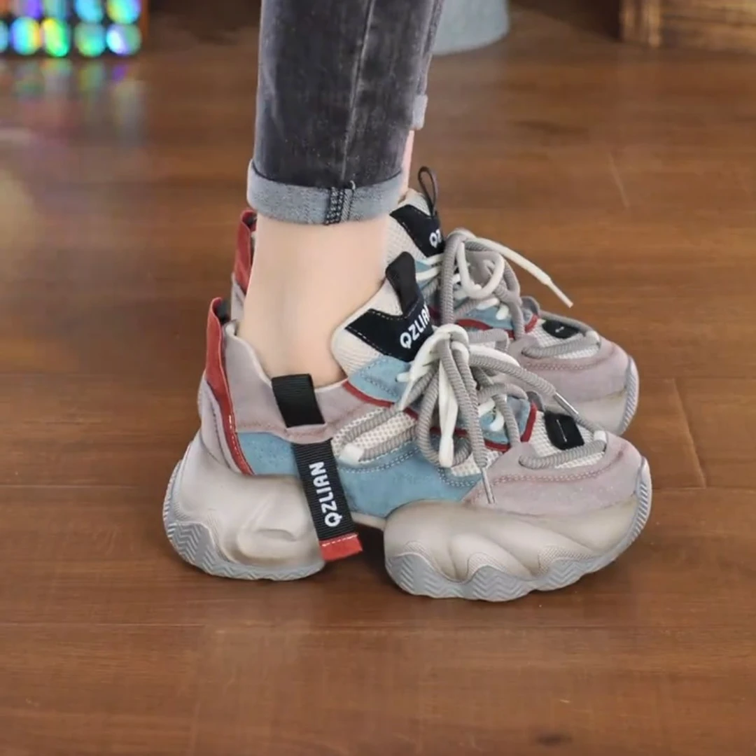 增高6厘米百搭网红厚底透气女鞋韩版老爹鞋鞋子运动鞋C-19