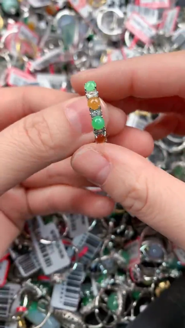 银S925镶嵌戒指翡翠666                2