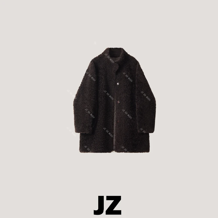 金子/JZ SO MUCH【可可泰迪】乌木棕100%羊卷毛慵懒轻量感立领外套
