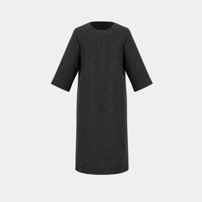 【炊烟】气质时尚宽松圆领简约女装连衣裙BL3073-S2