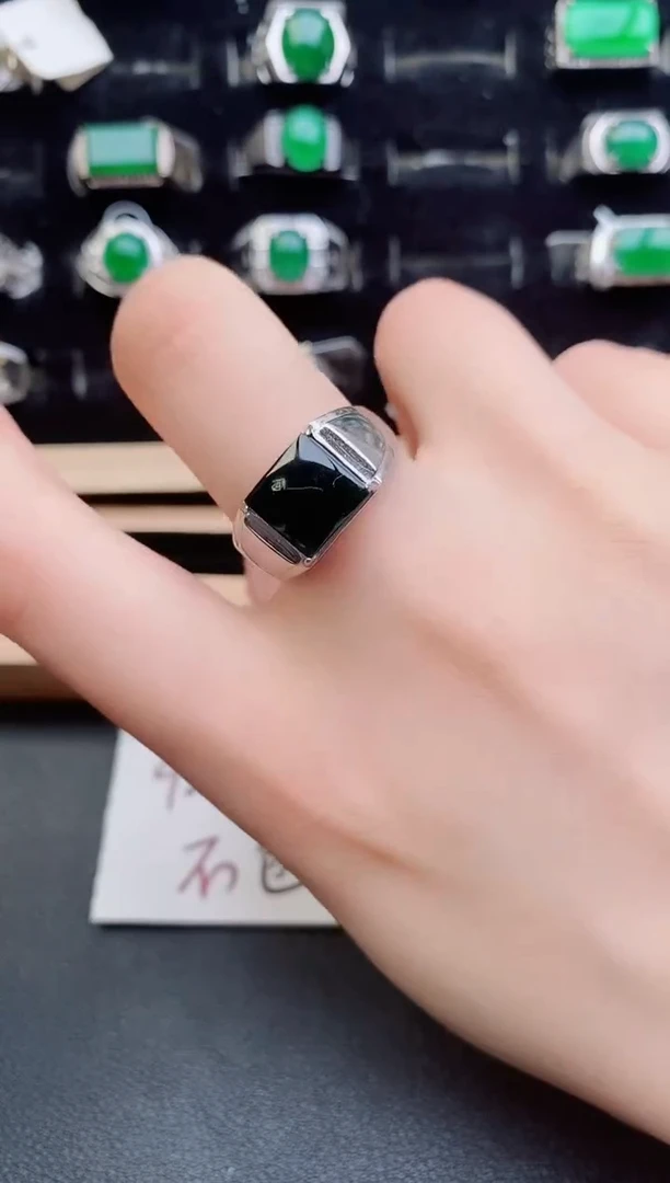 翡翠戒指银S925镶嵌121212