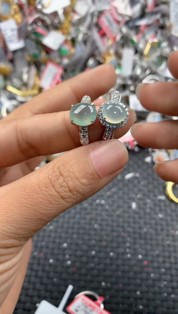 银S925镶嵌戒指翡翠777                7
