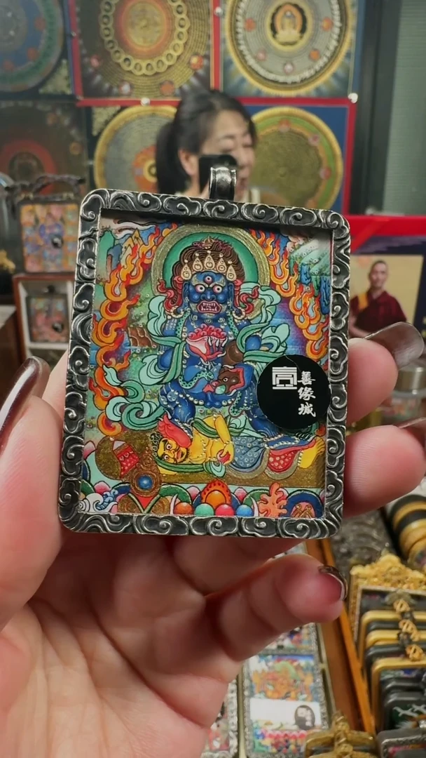 吊坠壹善缘城手绘唐卡黑C