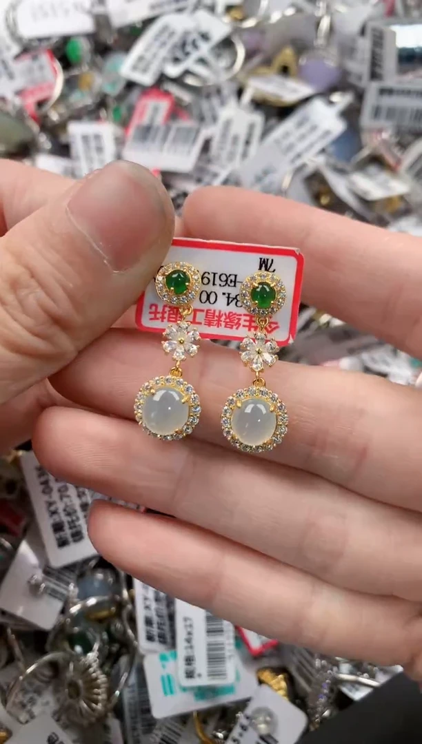 银S925镶嵌戒指翡翠8---10