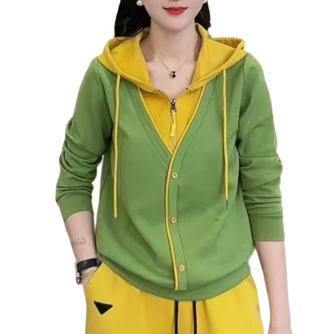 【珊珊服饰】2025春季新款连帽半开领百搭卫衣