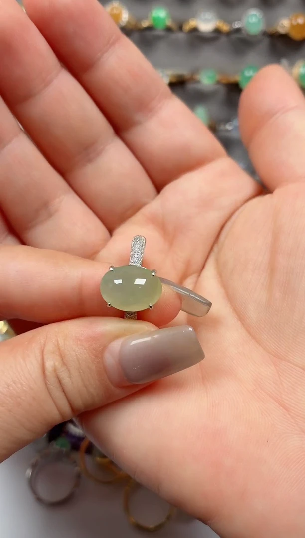 银S925镶嵌戒指翡翠.