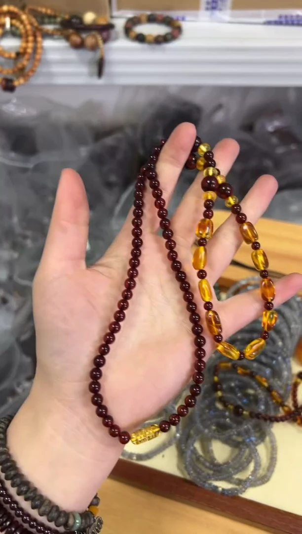 【闪购商品】琥珀手链未镶嵌血珀琥珀随行枣珠款项链[0333]