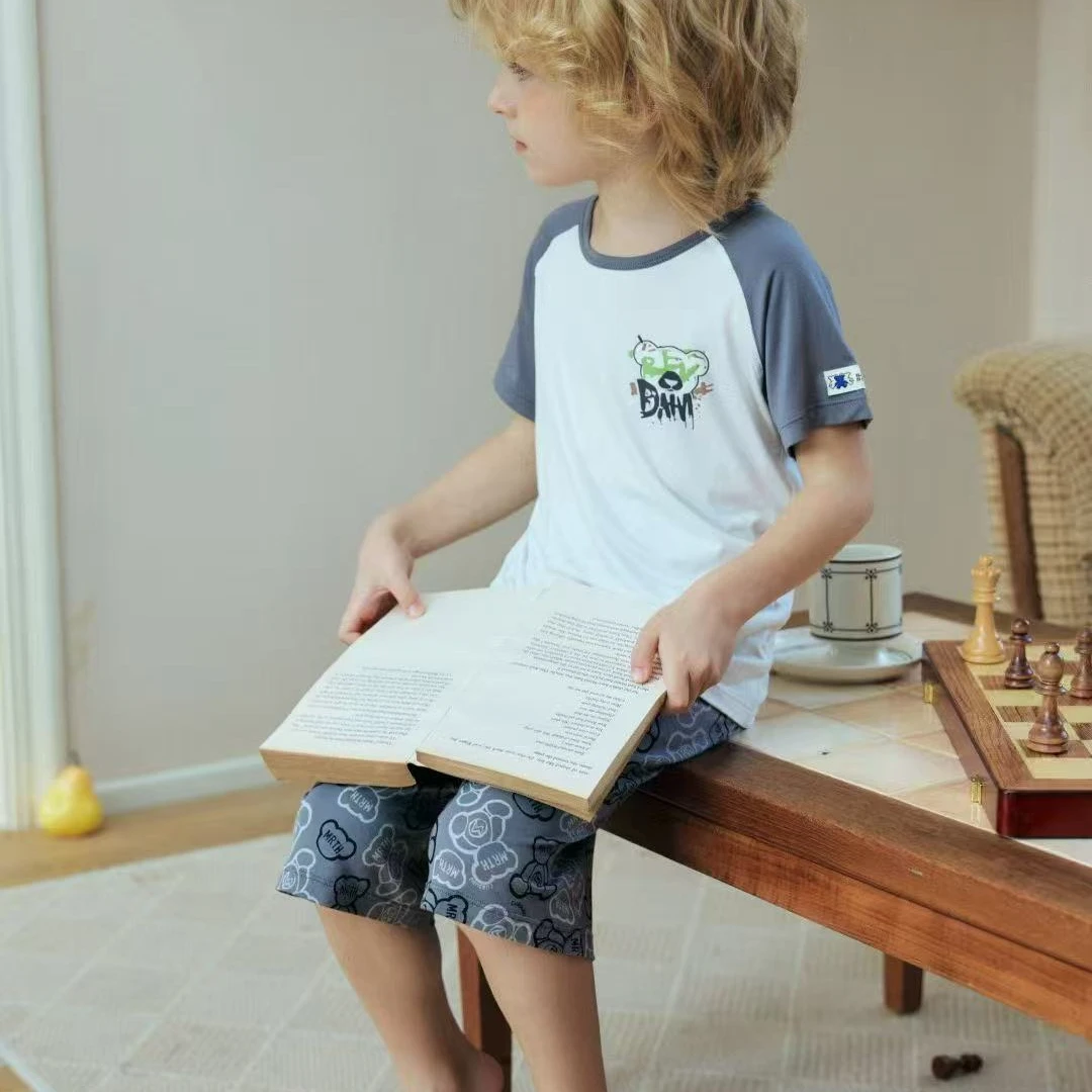 儿童睡衣套装夏季新款男童家居服套装学生2件套761861