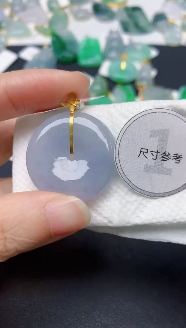 颈饰18K金镶嵌翡翠天然缅甸A货翡翠