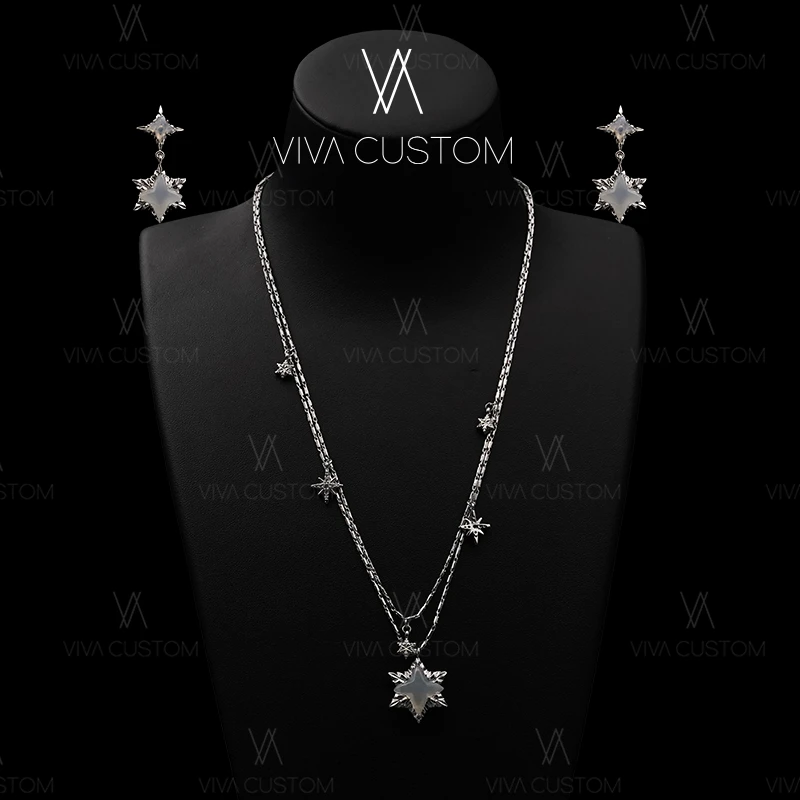 铜合金合成锆石耳饰 小众设计系列 法式时尚氛围感梦幻流星套装