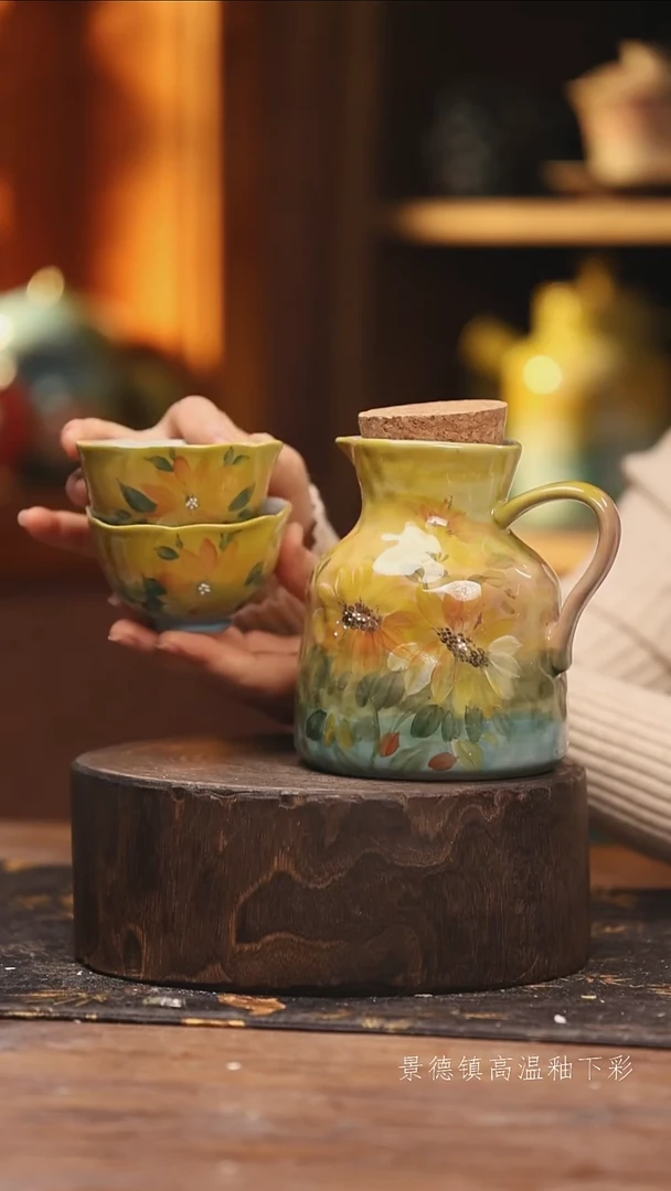 陶瓷景德镇高温釉下手绘陶瓷@L226@