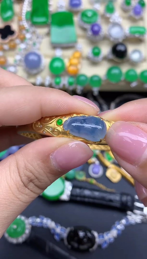 【闪购商品】翡翠手镯18K金镶嵌793-中国好珍宝