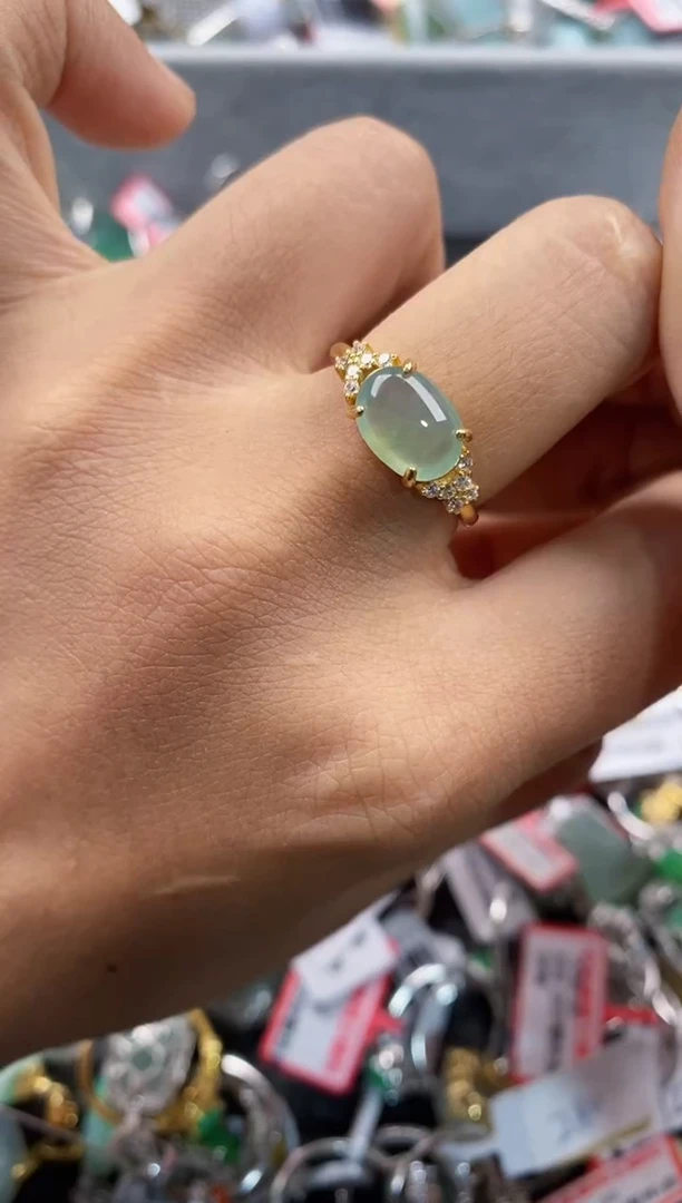 银S925镶嵌戒指翡翠 222       3