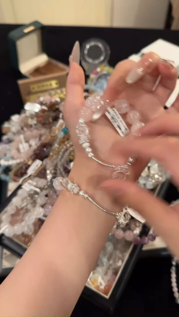 水晶手链合金粉水晶x1804