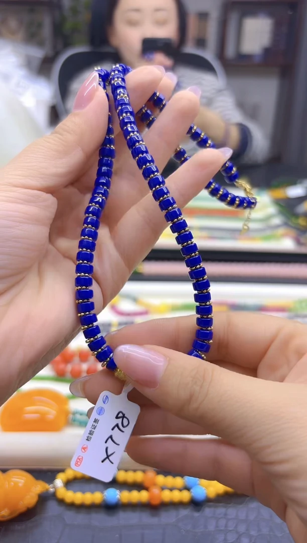 14K金镶嵌青金石颈饰DIY款X778