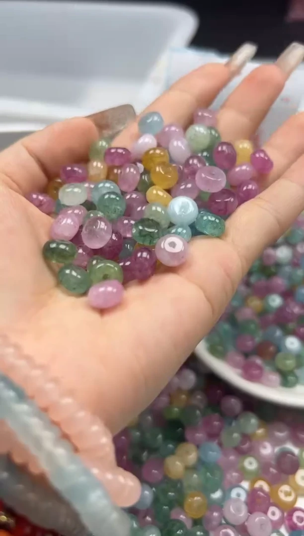 未镶嵌颈饰碧玺w2894彩虹碧玺算盘8*4mm*30颗